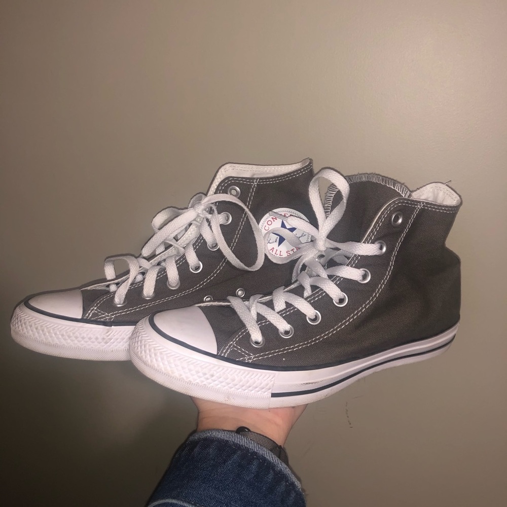 Grey and White High Top Converse